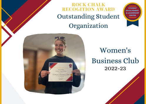 Rock Chalk Recognition Award Outstanding Student Organization Women's Business Club