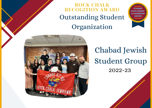 Rock Chalk Recognition Award Outstanding Student Organization Chabad Jewish Student Group
